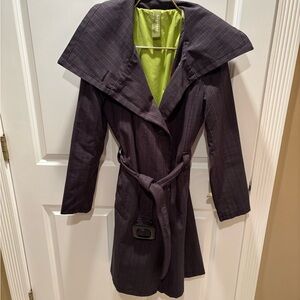 Soia & Kyo asymmetric Plaid Trench Coat with Lime green Lining